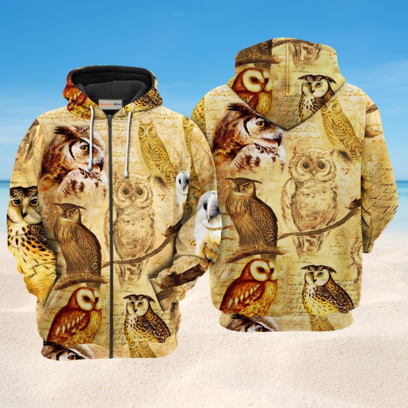 Owls Retro Love Life Art – 3D Hoodie