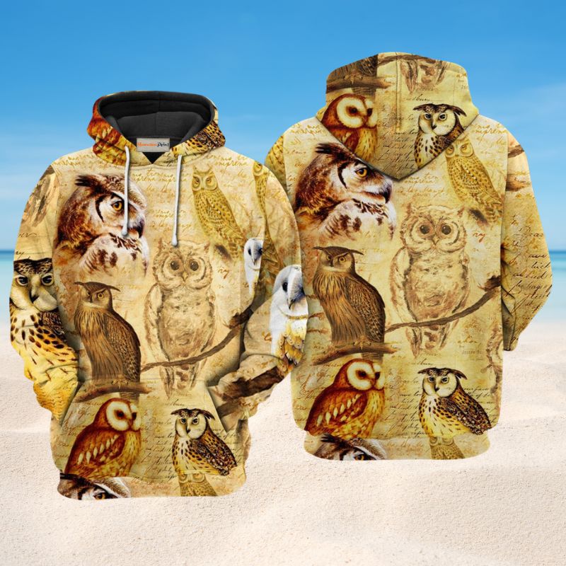 Owls Retro Love Life Art – 3D Hoodie