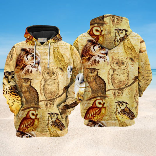 Owls Retro Love Life Art – 3D Hoodie