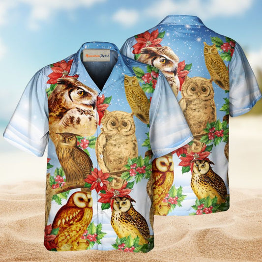 Owls Retro Merry Christmas Style – Hawaiian Shirt