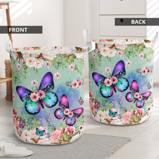 Butterfly flower - Laundry basket-Owls Matrix