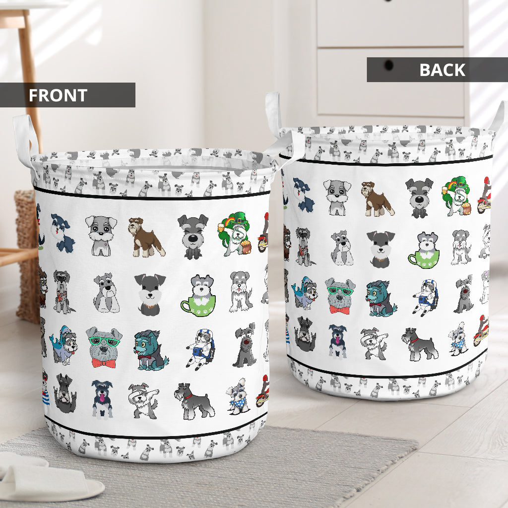 Schnauzer dog play - Laundry basket-Owls Matrix