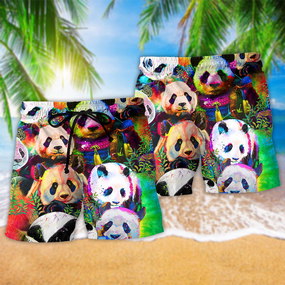 Colorful Giant Panda Cute Art – Beach Short