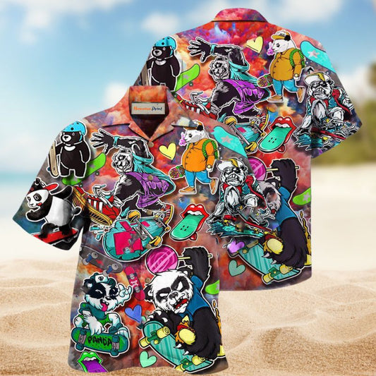 Panda Skateboard Fan Edition – Hawaiian Shirt