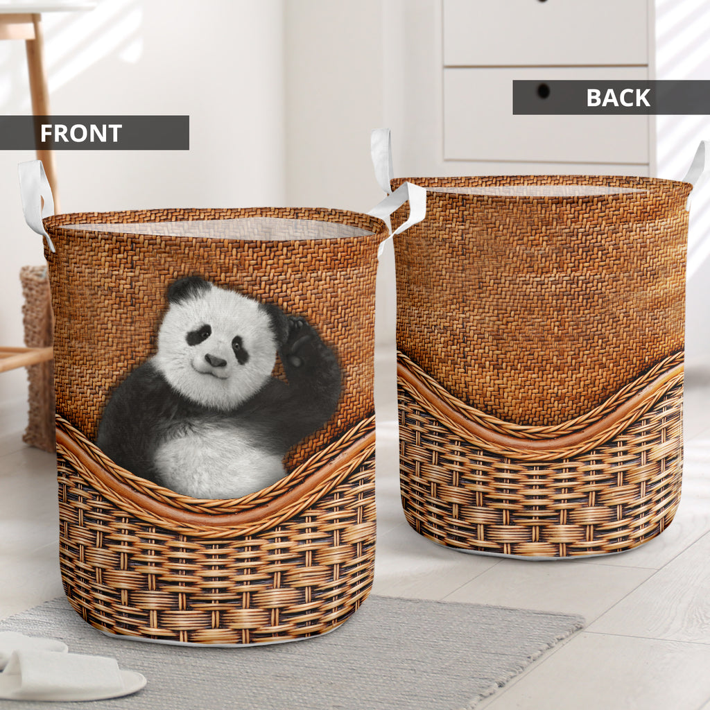 Panda Rattan Teaxture - Laundry Basket - Owls Matrix LTD