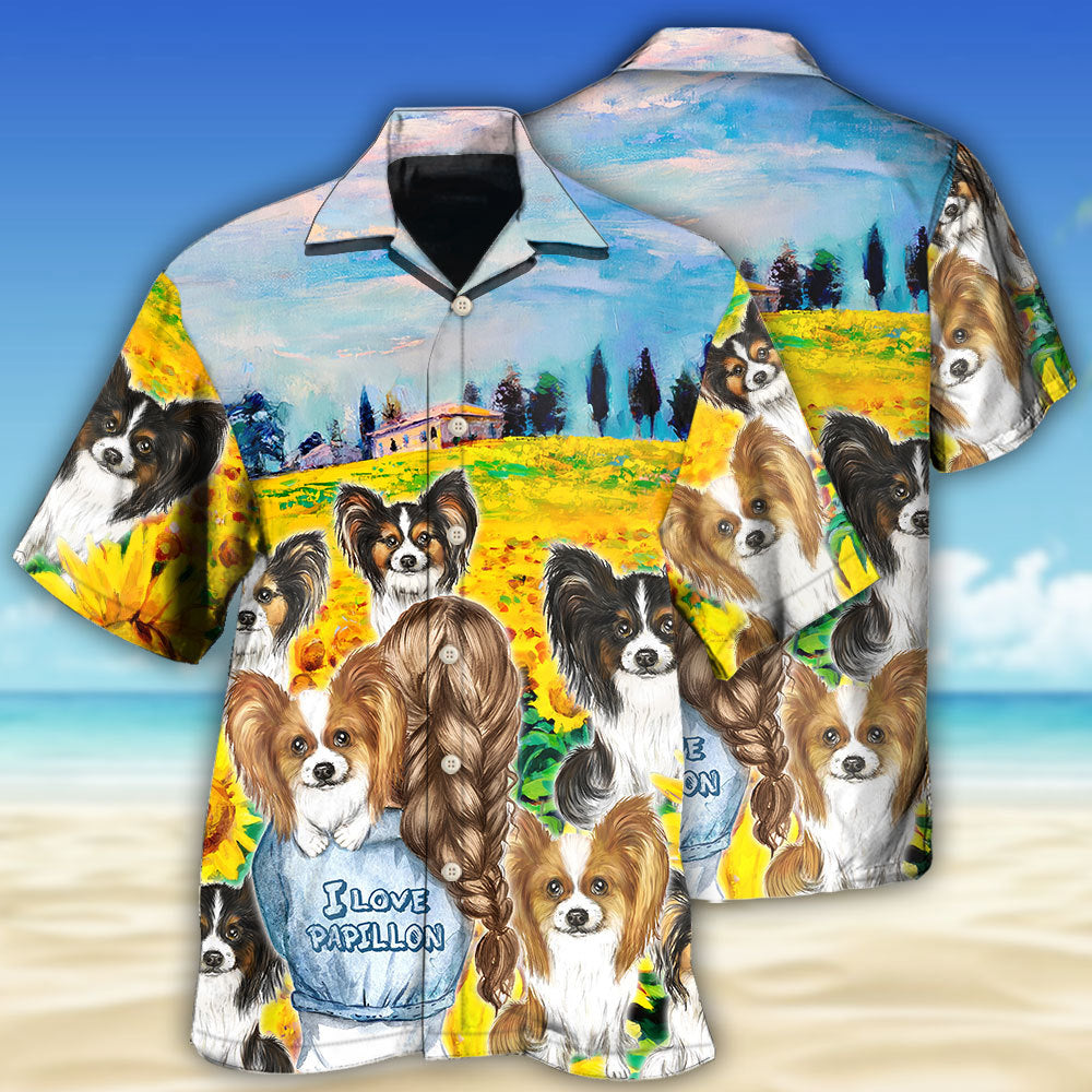 Papillon Dog Sunflower Style – Hawaiian Shirt