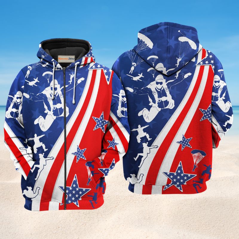 Parachute Jump Adventure Art – 3D Hoodie