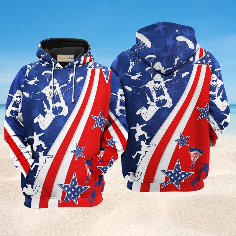 Parachute Jump Adventure Art – 3D Hoodie