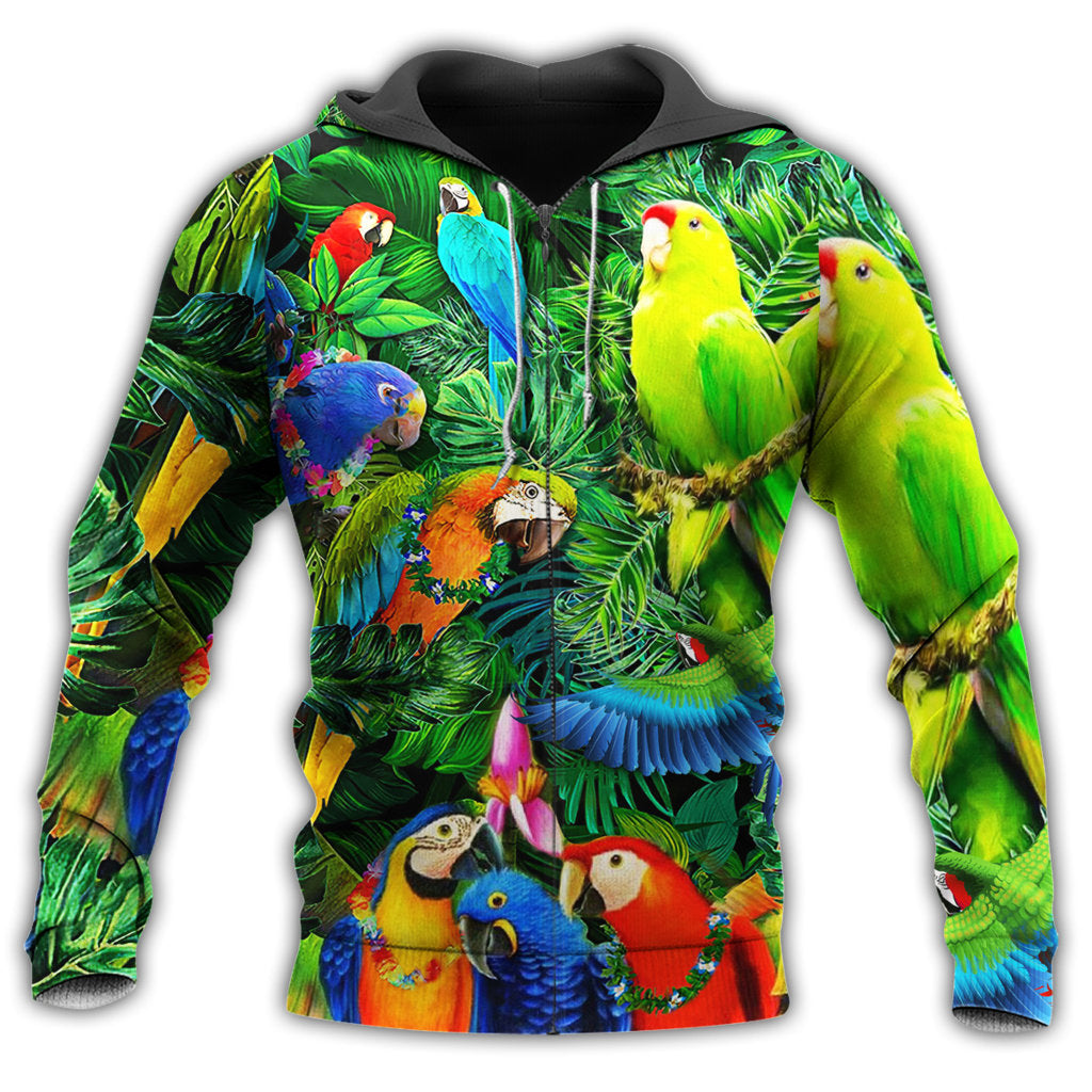 Parrot Couple Love Green - 3D Hoodie