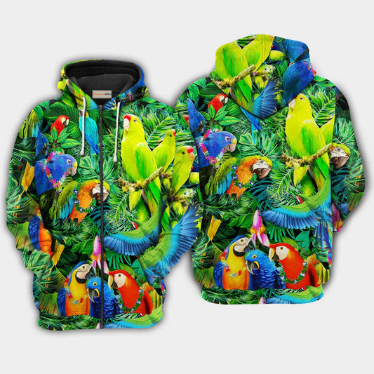 Parrot Couple Love Happiness Art – 3D Hoodie