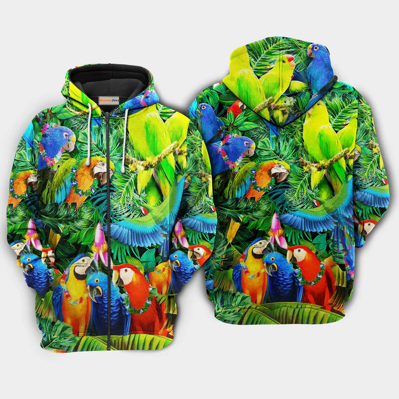 Parrot Couple Love Happiness Art – 3D Hoodie