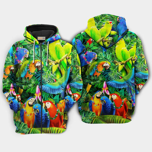 Parrot Couple Love Happiness Art – 3D Hoodie