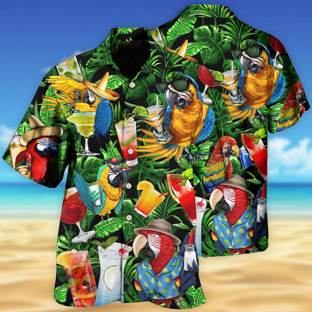 Parrot Drinking Cocktail Fun – Hawaiian Shirt