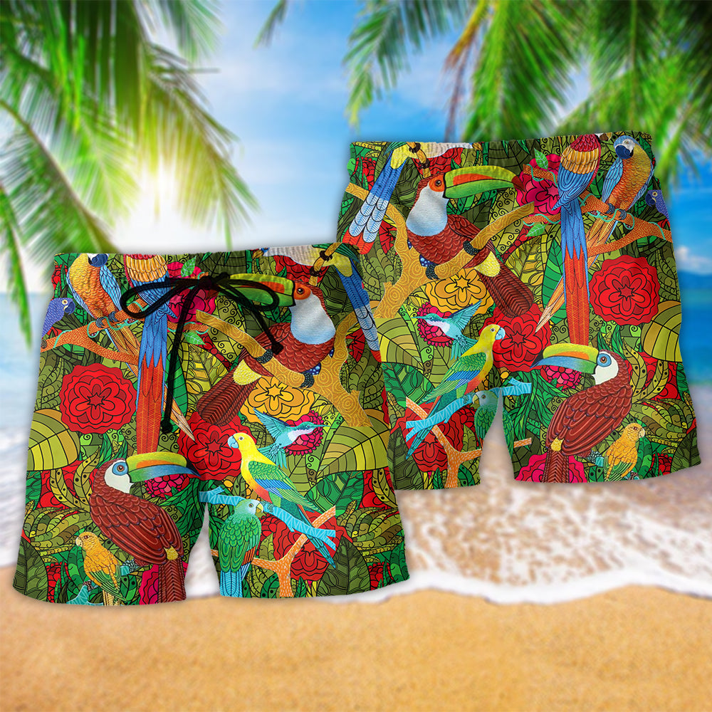 Colorful Parrot Love Sky Art – Beach Short