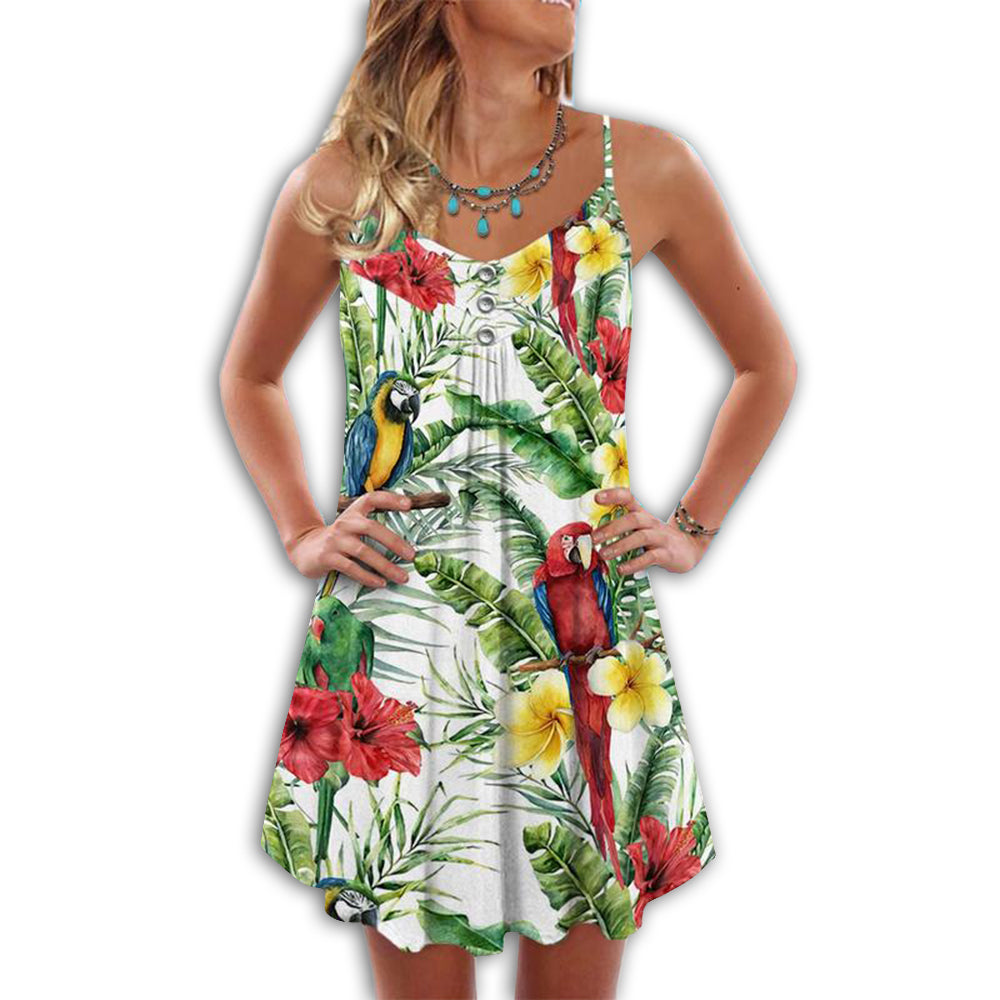 Parrot Calling Adventure – Women's Summer Sleeveless V-Neck Camisole Dress