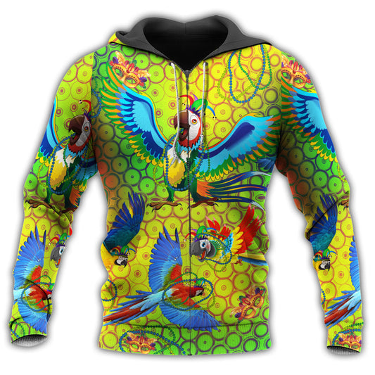 Parrot Mardi Gras Colors - 3D Hoodie