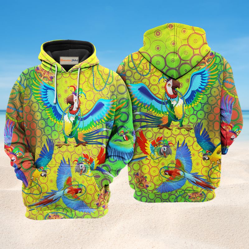 Parrot Mardi Gras Festival Art – 3D Hoodie