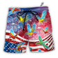 Beach Short / Adults / S Parrot America Flag Independence Day - Beach Short - Owls Matrix LTD
