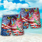 Parrot America Flag Independence Day - Beach Short - Owls Matrix LTD