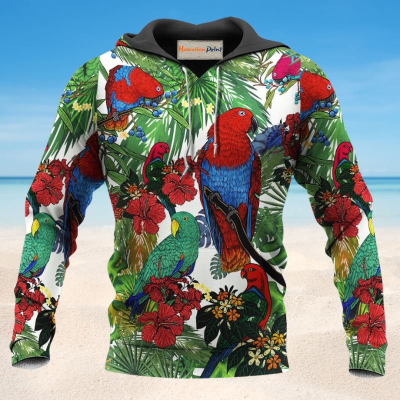 Parrot Garden Red Green - 3D Hoodie