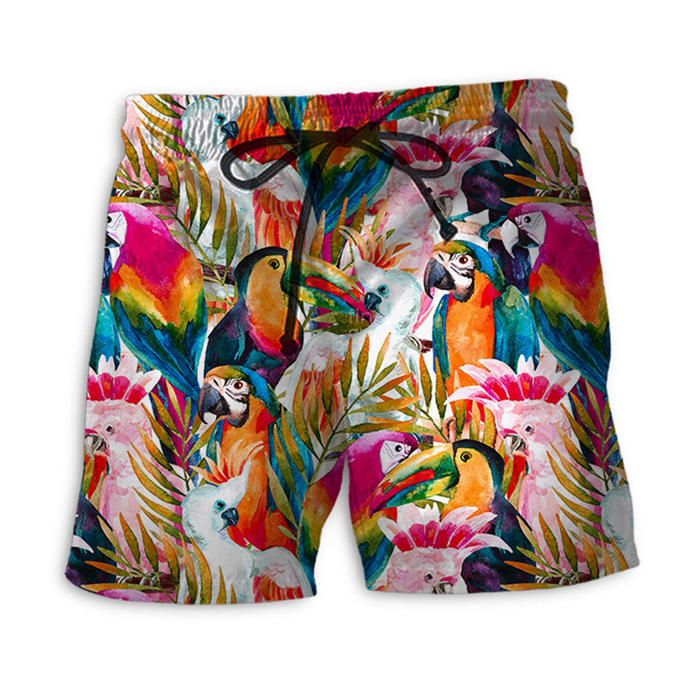 Parrot Colorful Summer Tropical Leaf – Beach Short