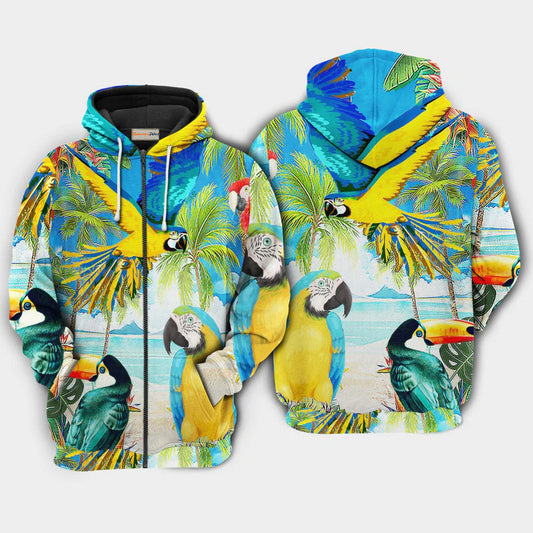Parrots High By The Beach Art – 3D Hoodie