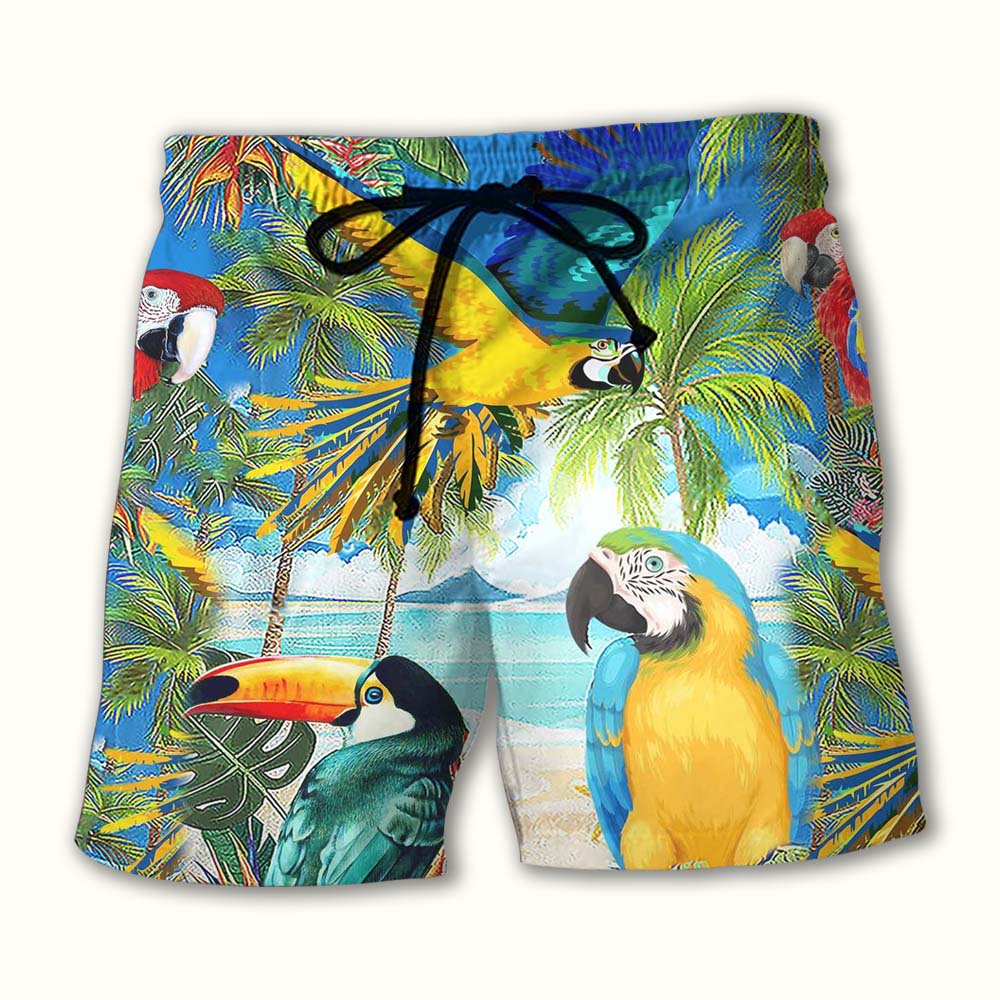 High By The Beach Hot Summer Cool Parrot - Beach Short-Owl Ohh