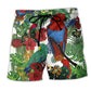 Parrot Flower Red Green – Beach Short