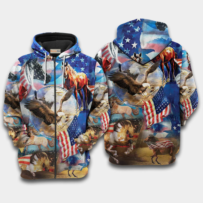 Patriotic Horse America Art – 3D Hoodie