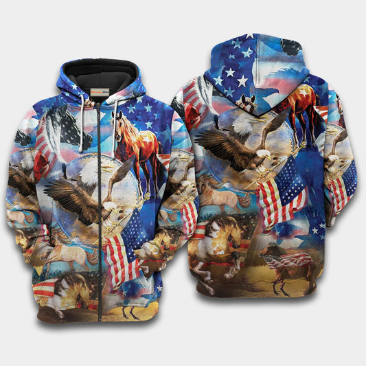 Patriotic Horse America Art – 3D Hoodie