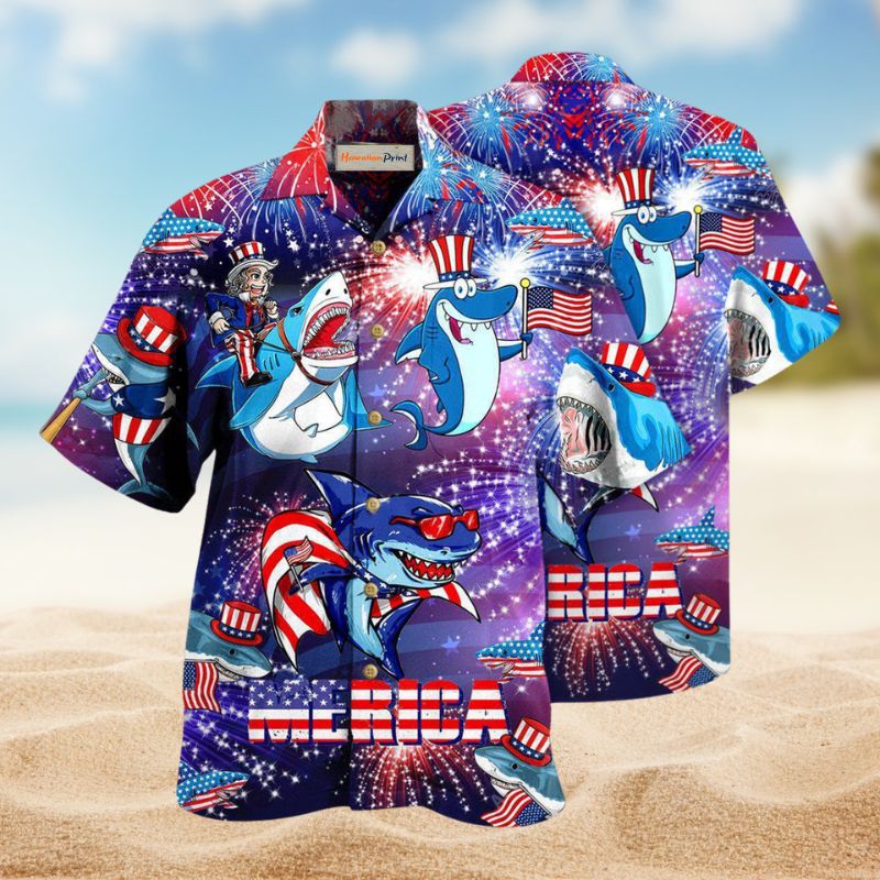 Patriotic Shark Edition – Hawaiian Shirt