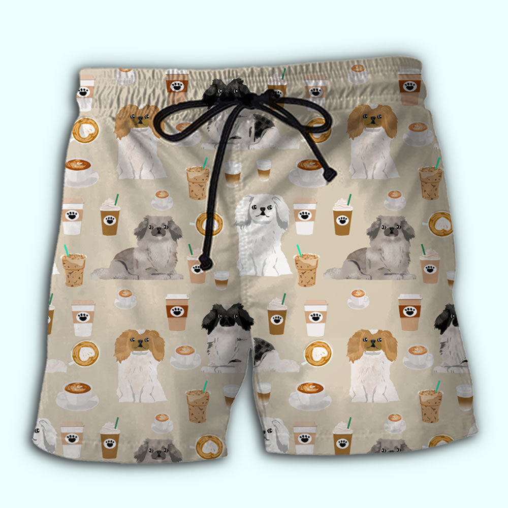 Pekingese Dog And Coffee Cozy Vibes – Beach Short