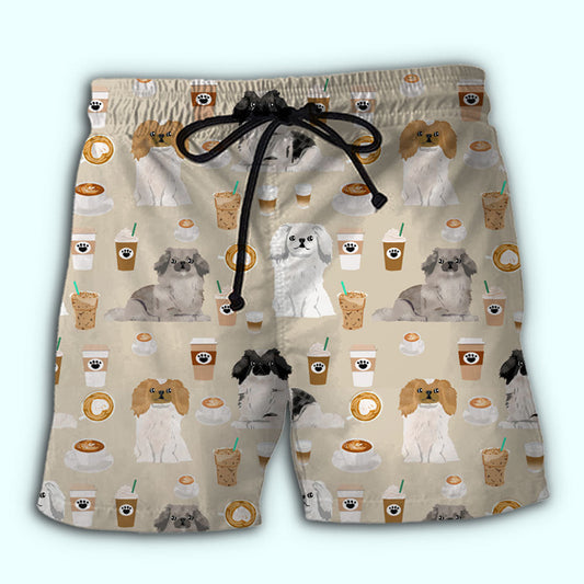 Pekingese Dog And Coffee Cozy Vibes – Beach Short