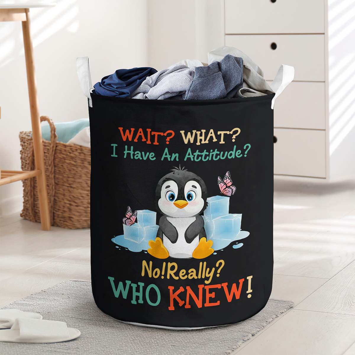 Penguin attitude so thinking - Laundry basket - LAUB11NGC260222 - Owls Matrix LTD
