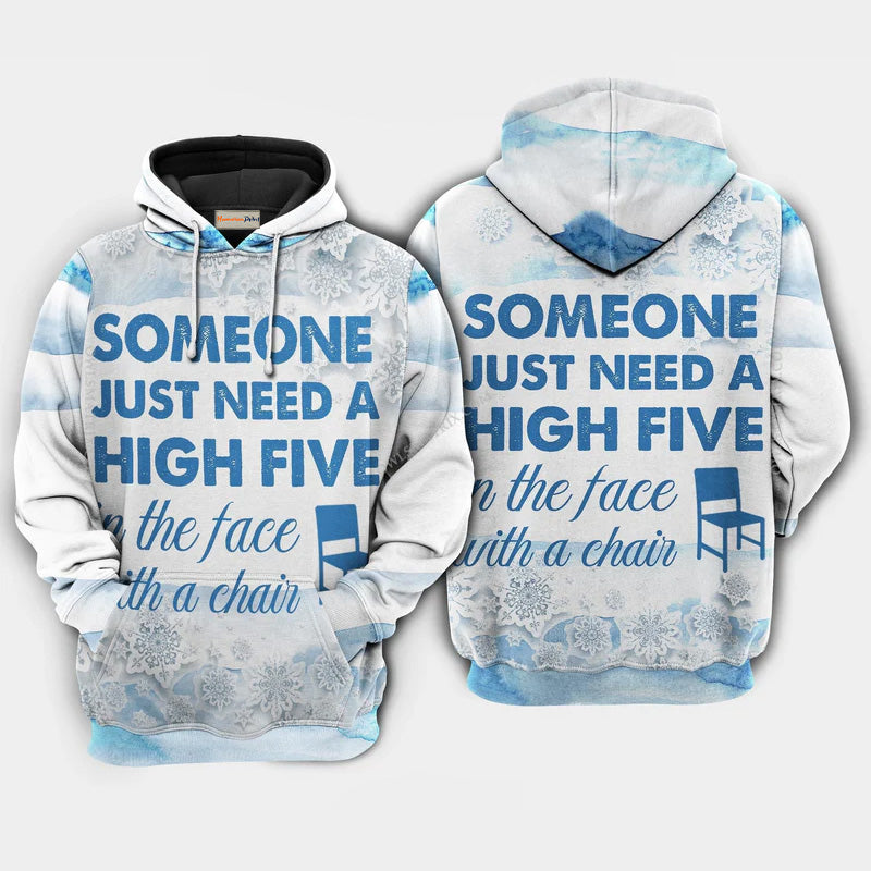 Penguin High Five Quote Art – 3D Hoodie