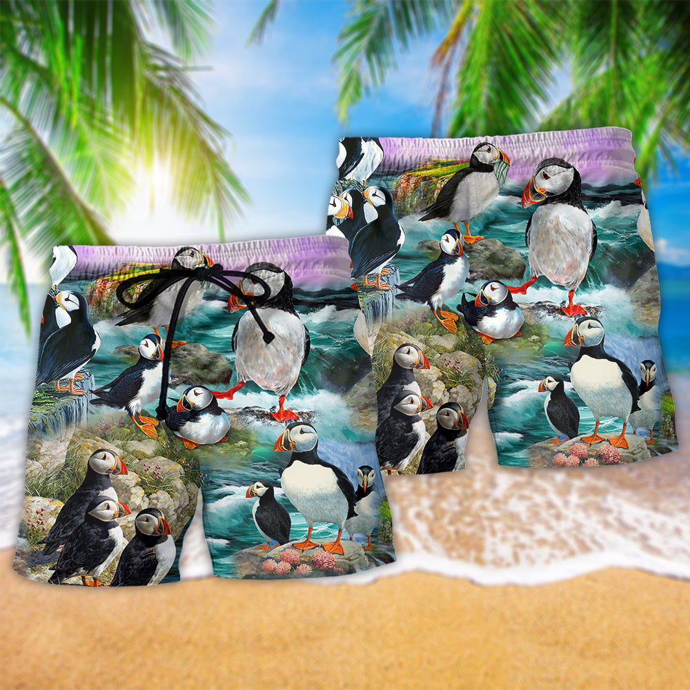 Penguin Coastal Animal Art - Beach Short