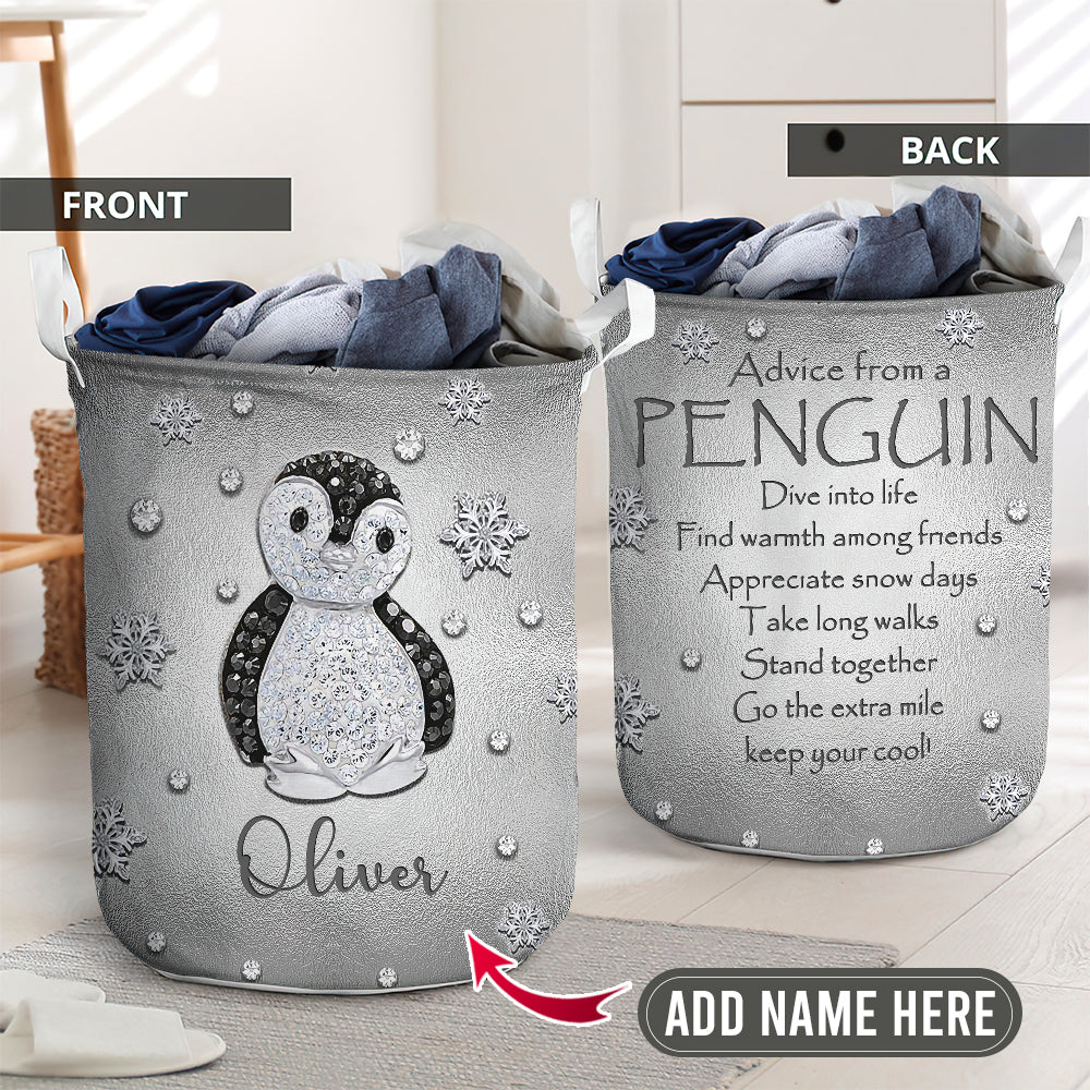 Cute penguin advice personalized - Laundry basket - LAUB09TNH250222-Owls Matrix