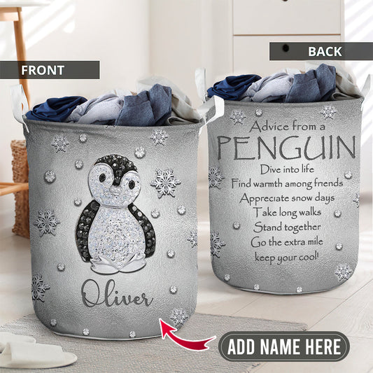 Cute penguin advice personalized - Laundry basket - LAUB09TNH250222-Owls Matrix