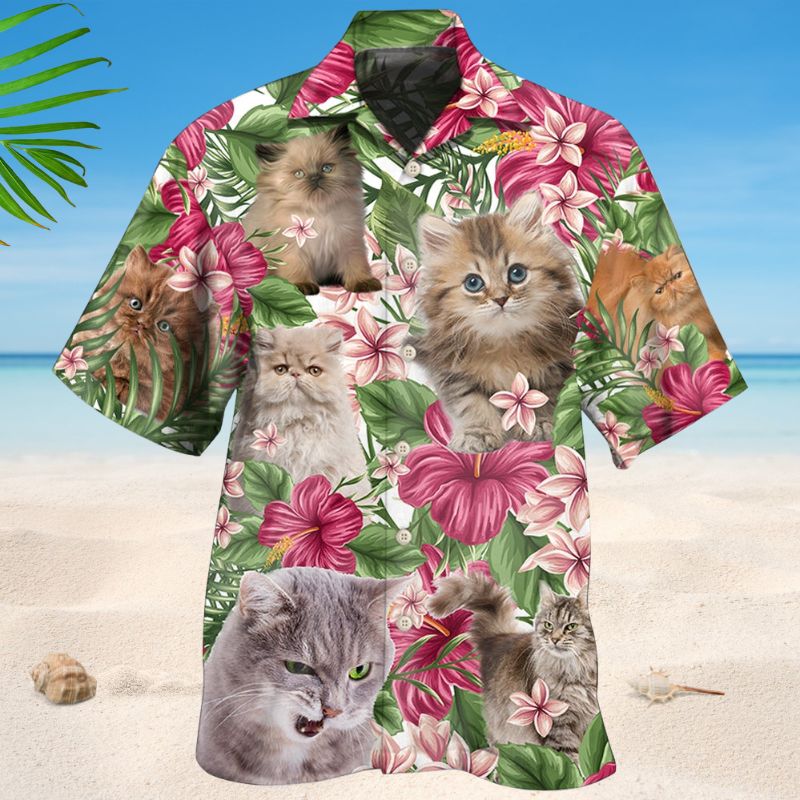 Persian Cat Tropical Floral Style – Hawaiian Shirt