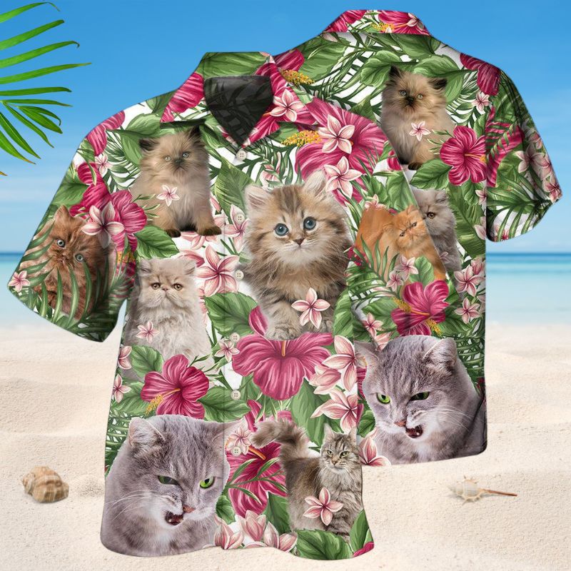 Persian Cat Tropical Floral Style – Hawaiian Shirt