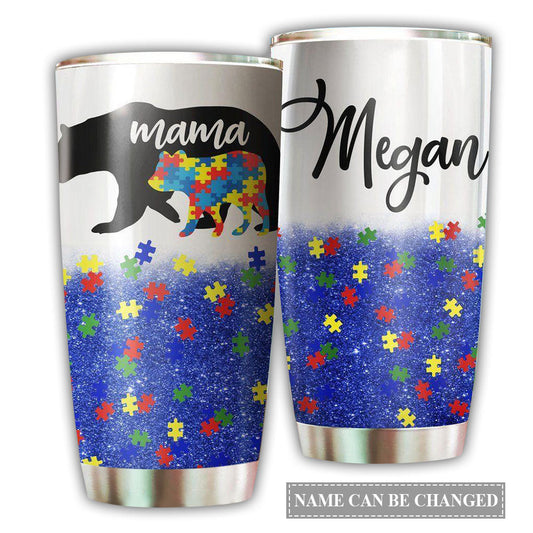 Autism Bear Mama Personalized 20 Oz Tumbler For Travel Gifts