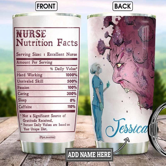 Nurse Brave Nutrition Facts Personalized 20 Oz Tumbler For Hot Cold Drinks And Travel