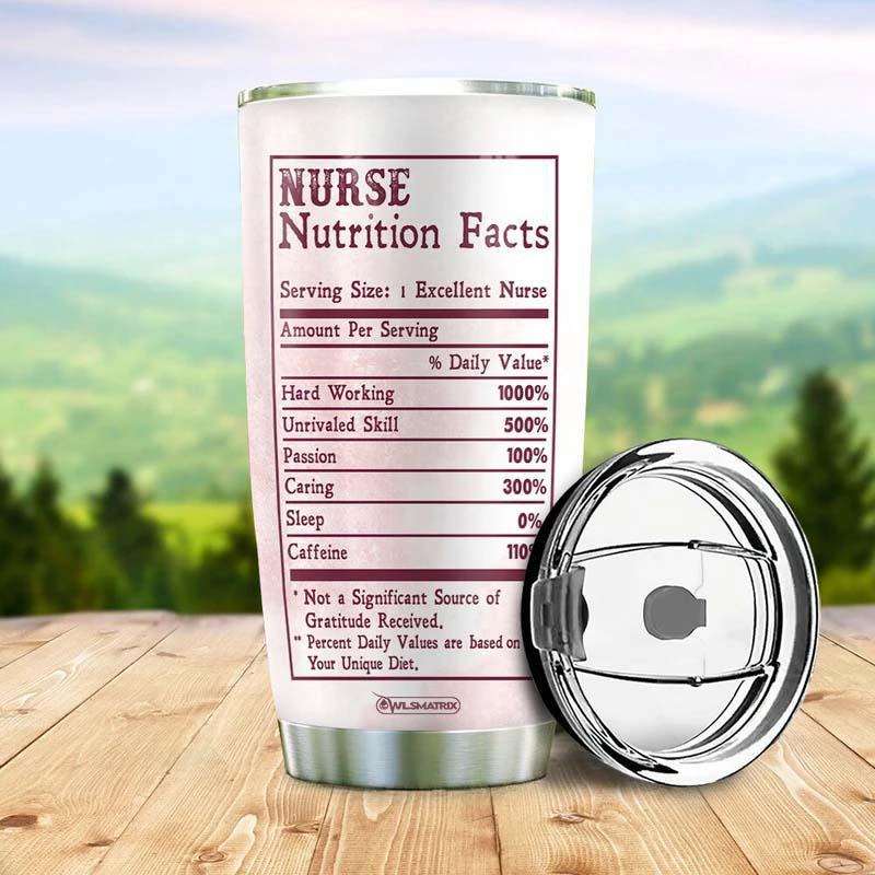 Nurse Brave Nutrition Facts Personalized 20 Oz Tumbler For Hot Cold Drinks And Travel