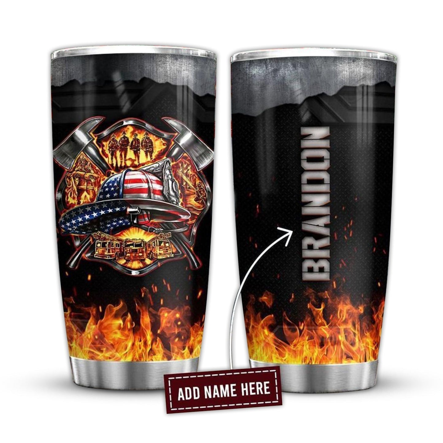 Firefighter With Fire Personalized 20 Oz Tumbler