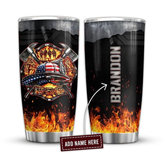 Firefighter With Fire Personalized 20 Oz Tumbler