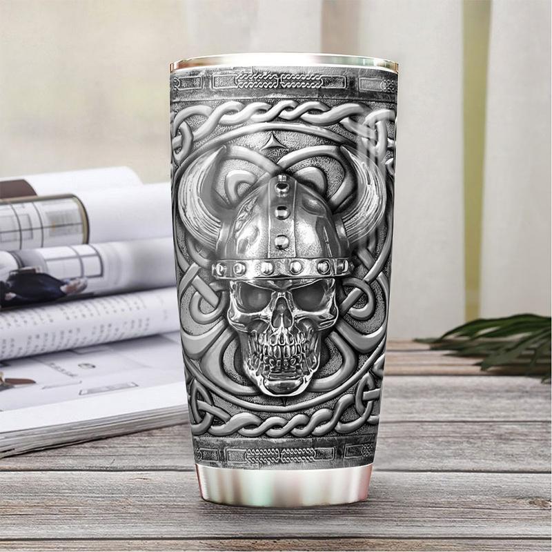 Viking Skull Silver With Sign 20 Oz Tumbler For Travel Gifts