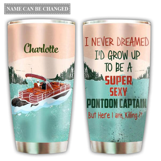 Pontoon Captain Summer Vibes Personalized 20 Oz Tumbler For Coffee Travel And Daily Use