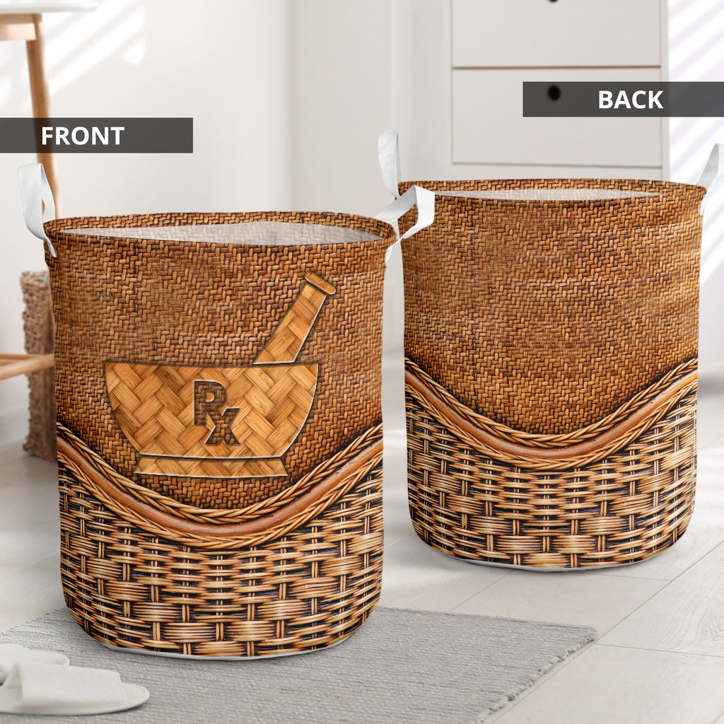 Pharmacy Rattan Teaxture - Laundry Basket - Owls Matrix LTD