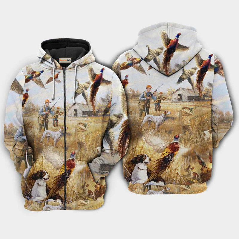 Pheasant Hunting Outdoor Art – 3D Hoodie