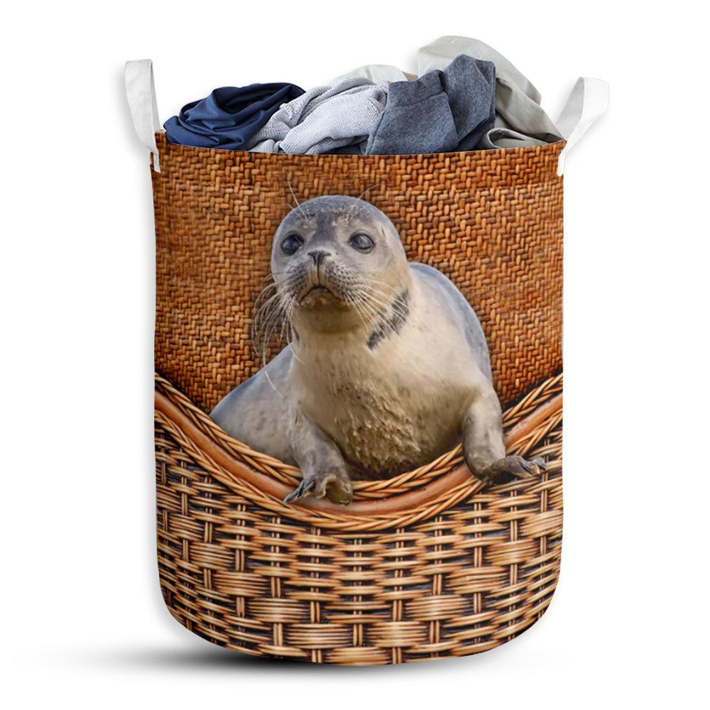 Phocidae Rattan Teaxture - Laundry Basket - Owls Matrix LTD
